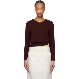 Maryam Nassir Zadeh Dark Brown V-Neck Ribbed Sweater